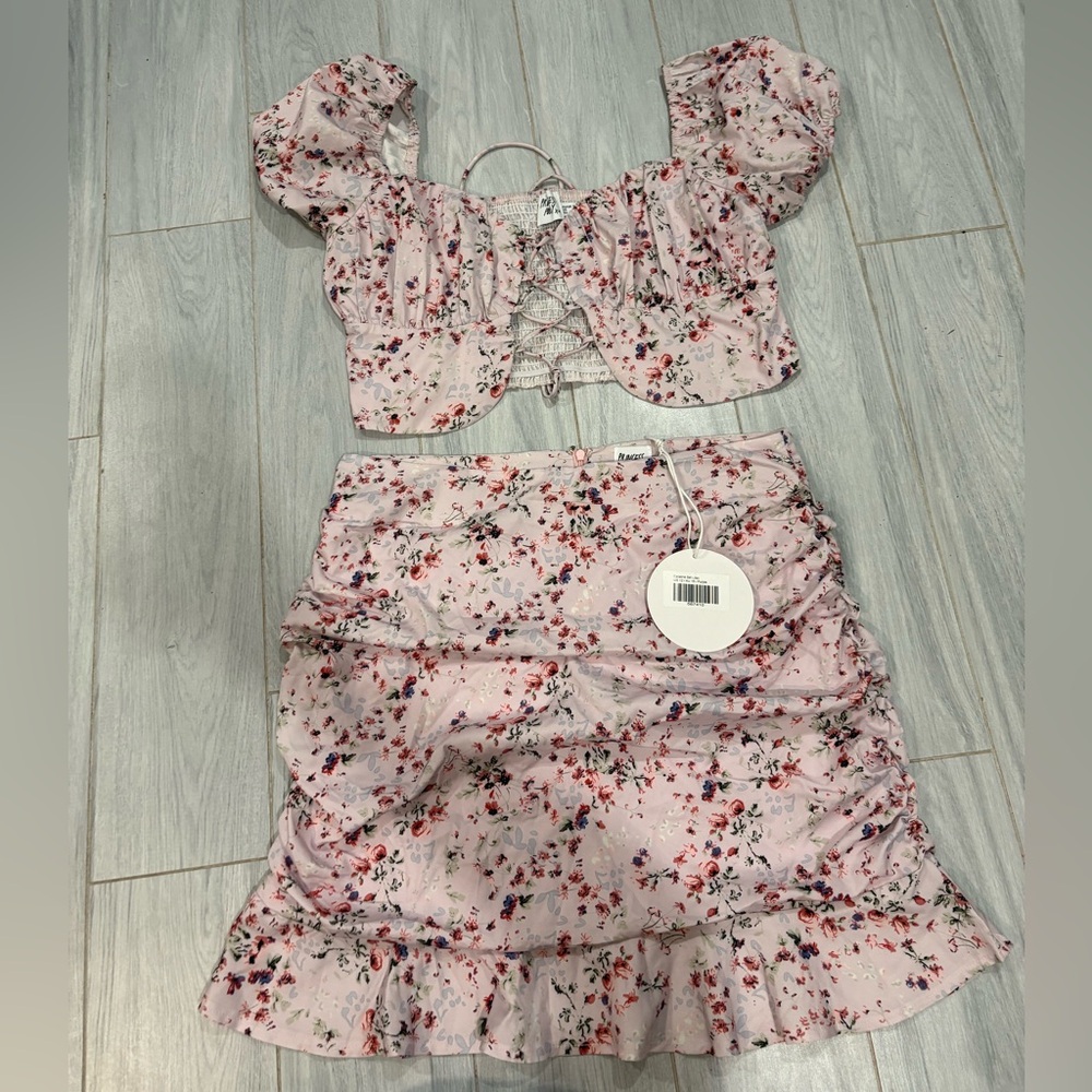 Princess Polly Pink Floral Two-Piece Skirt Set